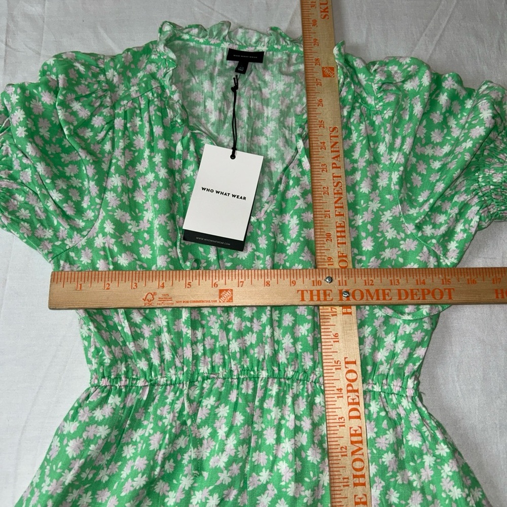 Who What Wear Light Green Floral Midi Dress - Picture 7 of 8